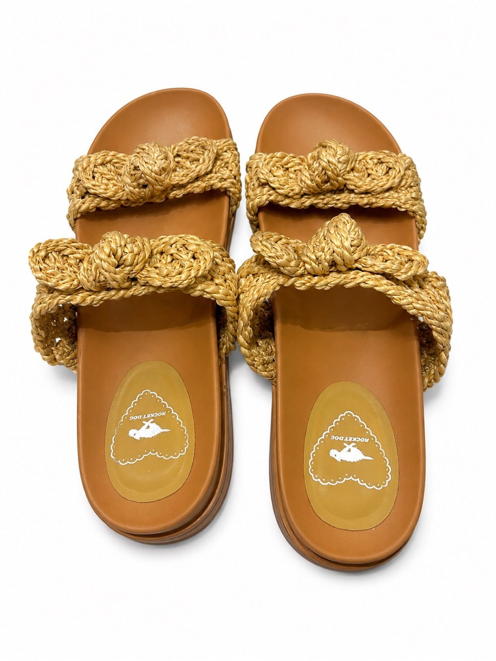 Rocket Dog Woven Slide Sandals Women’s Size 8 Tan Double Strap Sandals NWOB